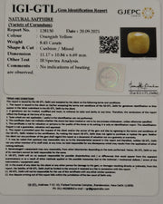 8.45/CT Natural Yellow Sapphire With Govt Lab Certificate-128130
